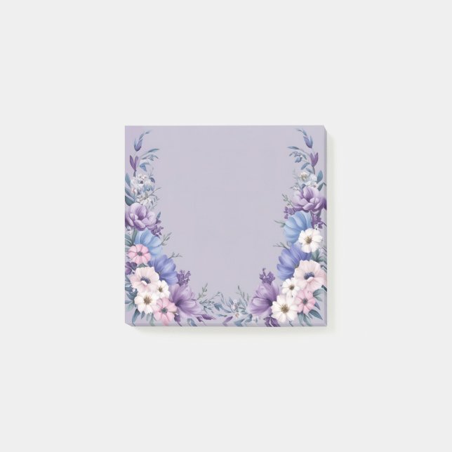 Delicate Blue, White, Pink & Purple Summer Blooms Post-it Notes (Front)
