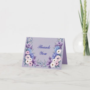 Delicate Blue, White, Pink & Purple Summer Blooms Thank You Card