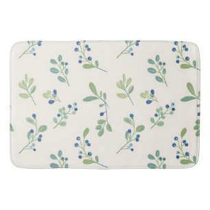 Delicate Blueberry Eucalyptus Pattern Bath Mat