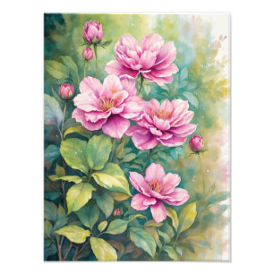 Delicate Blush: Aquarelle Floral Still Life Photo Print