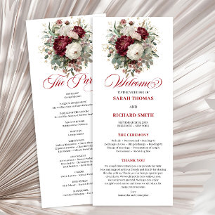 Delicate Blush Burgundy Floral Wedding Program Programme
