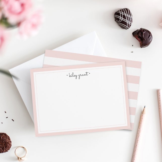 Delicate Blush Personalised Stationery Flat Note Card (Creator Uploaded)