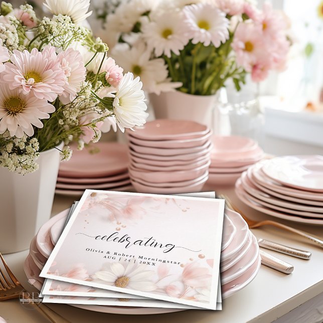 Delicate Blush Pink Daisies Napkin (Creator Uploaded)