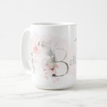 Delicate Blush Pink Rose Monogram Letter B Coffee Mug<br><div class="desc">Monogram Floral Letter B - A pale blush pink watercolor wash behind delicate blush pink cottage roses. Pretty watercolor floral sprays on both sides of the mug - and decorate the large first letter of your name. Delicate hand painted smokey green foliage and watercolor sweetheart roses in blush pink is...</div>