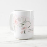Delicate Blush Pink Rose Monogram Letter P Coffee Mug<br><div class="desc">Monogram Floral Letter P - A pale blush pink watercolor wash behind delicate blush pink cottage roses. Pretty watercolor floral sprays on both sides of the mug - and decorate the large first letter of your name. Delicate hand painted smokey green foliage and watercolor sweetheart roses in blush pink is...</div>