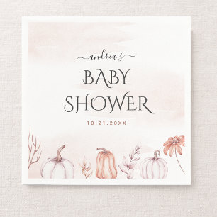 Delicate Blush Warm Tone Fall Pumpkin Baby Shower Napkin