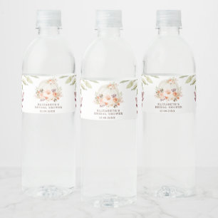 Delicate Boho Floral Pumpkin Bridal Shower Favours Water Bottle Label