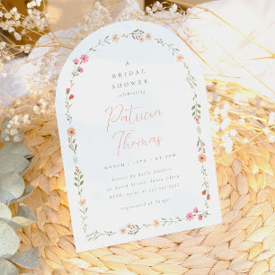 Delicate Boho Wildflower Arch Floral Bridal Shower Invitation