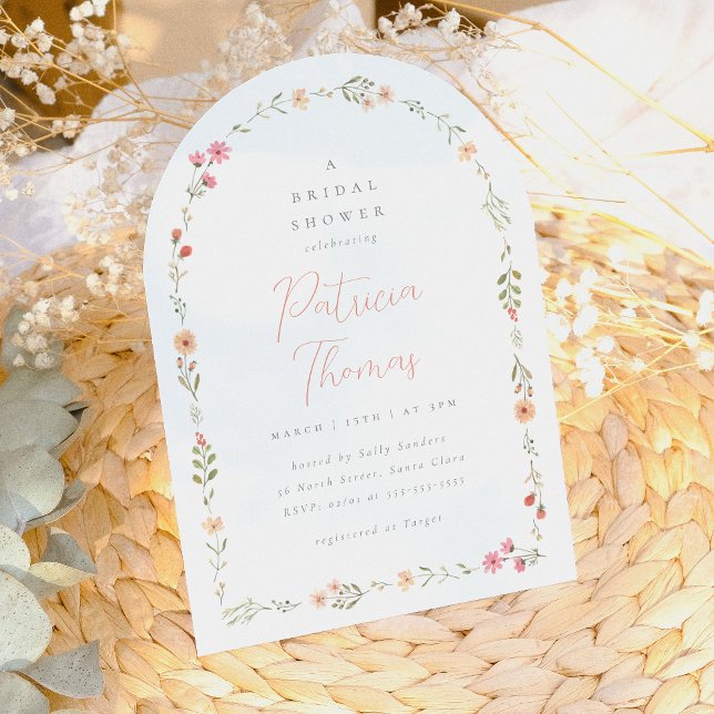 Delicate Boho Wildflower Arch Floral Bridal Shower Invitation (Creator Uploaded)