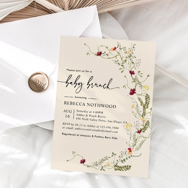 Delicate Boho Wildflowers Baby Brunch Invitation (Creator Uploaded)