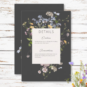 Delicate Boho Wildflowers Charcoal Details Enclosure Card