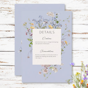 Delicate Boho Wildflowers Periwinkle Details Enclosure Card