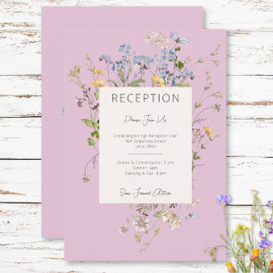 Delicate Boho Wildflowers Pink Reception Enclosure Card