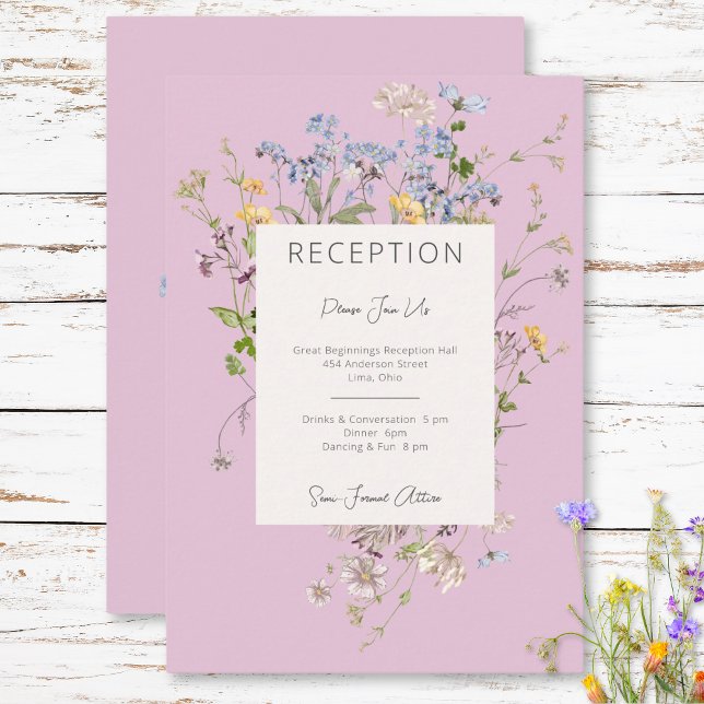 Delicate Boho Wildflowers Pink Reception Enclosure Card (Creator Uploaded)