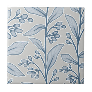 Delicate Botanic Reverie L1 Grey White Blue Plant Tile