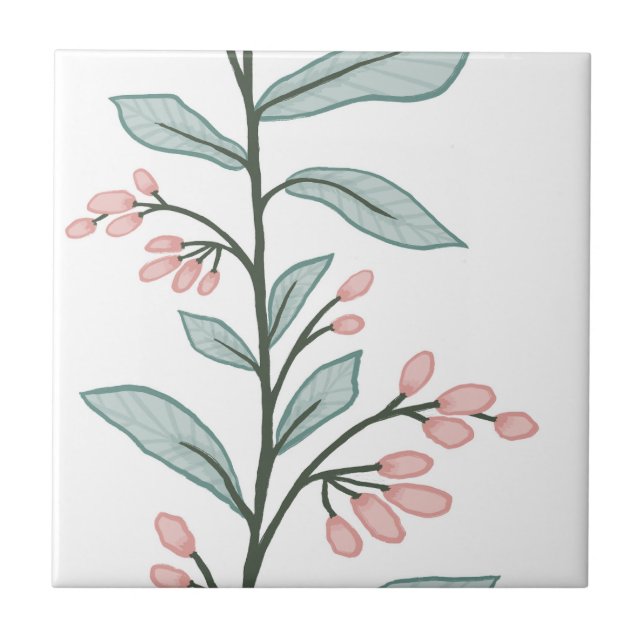 Delicate Botanic Reverie L4 Large Plants Pastel Tile (Front)