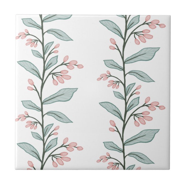Delicate Botanic Reverie M4 Large Plants Pastel Tile (Front)