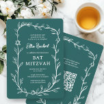 Delicate Botanical Bar Bat Mitzvah CUSTOM QR Code  Invitation<br><div class="desc">Perfect card to announce a bat mitzvah, bar mitzvah or other Jewish celebration! Hand drawn delicate leaf trame art for you! FULLY CUSTOMIZABLE! Click on “Personalise” above to edit the text. Click "edit using design tool" to adjust the fonts, colours and placements and to add your link to the QR...</div>