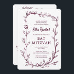 Delicate Botanical Bar Bat Mitzvah CUSTOM QR Code  Invitation<br><div class="desc">Perfect card to announce a bat mitzvah, bar mitzvah or other Jewish celebration! Hand drawn delicate leaf trame art for you! FULLY CUSTOMIZABLE! Click on “Personalise” above to edit the text. Click "edit using design tool" to adjust the fonts, colours and placements and to add your link to the QR...</div>