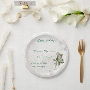 Delicate botanical birthday party paper plates 