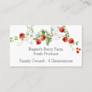 Delicate Botanical Blooming Strawberry Vine Business Card