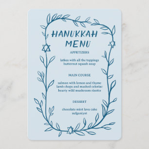 Delicate Botanical Hanukkah Party Dinner CUSTOM  Menu