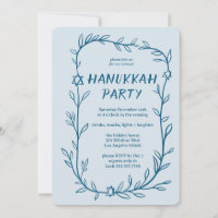 Delicate Botanical Hanukkah Party Star of David