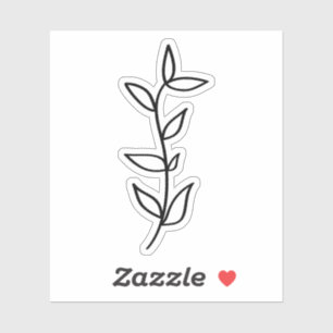 Delicate Botanical Leaf Design Black Line Art 