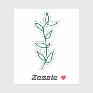 Delicate Botanical Leaf Design Green Line Art 