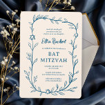 Delicate Botanical Star of David Bar Bat Mitzvah<br><div class="desc">Perfect card to announce a bat mitzvah, bar mitzvah or other Jewish celebration! Hand drawn delicate leaf trame art for you! FULLY CUSTOMIZABLE! Click on “Personalise” above to edit the text. Click "edit using design tool" to adjust the fonts, colours and placements and to add text to the back side...</div>