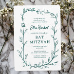 Delicate Botanical Star of David Bar Bat Mitzvah Invitation<br><div class="desc">Perfect card to announce a bat mitzvah, bar mitzvah or other Jewish celebration! Hand drawn delicate leaf trame art for you! FULLY CUSTOMIZABLE! Click on “Personalise” above to edit the text. Click "edit using design tool" to adjust the fonts, colours and placements and to add text to the back side...</div>