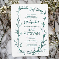 Delicate Botanical Star of David Bar Bat Mitzvah
