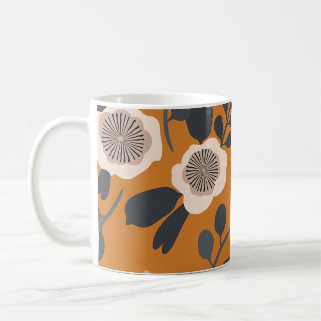 Delicate Botanical Vintage Floral Pattern Coffee Mug (Left)