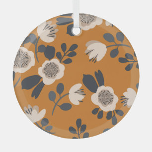 Delicate Botanical Vintage Floral Pattern Glass Tree Decoration