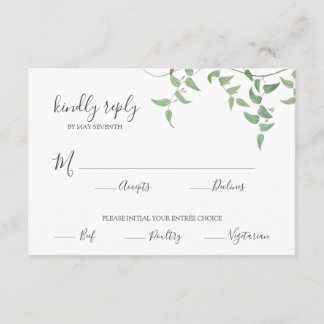 Delicate Botanical Wedding Vintage Greenery RSVP Enclosure Card