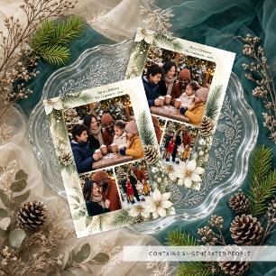 Delicate Botanical Winter Christmas 3-Photo TMF26 Holiday Card