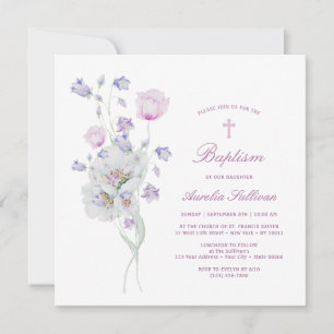 Delicate Bouquet Baptism Invitation