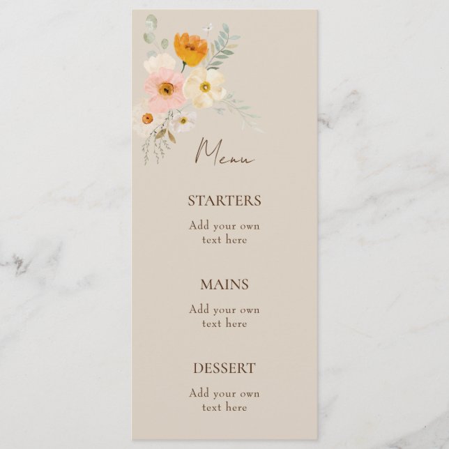 delicate bouquet Baptism  Menu (Front)