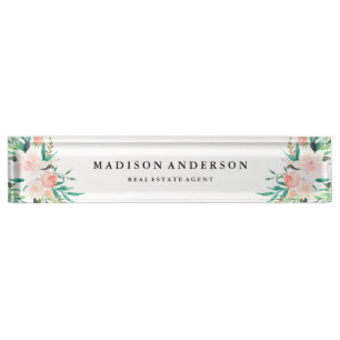 Delicate Bouquet Desk Name Plate