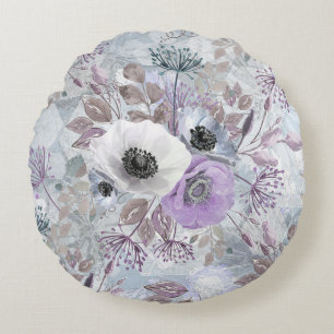 Delicate bouquet of anemones. round cushion