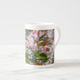 Delicate branch with flowers apple tree bone china mug