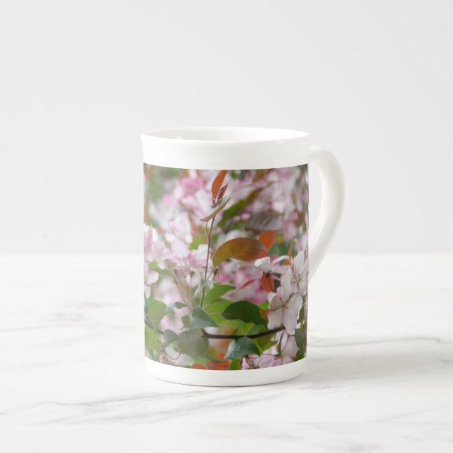 Delicate branch with flowers apple tree bone china mug (Front Right)