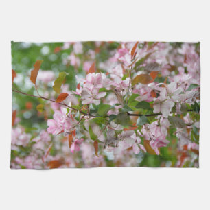Delicate branch with flowers apple tree tea towel