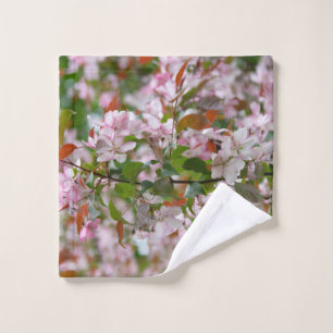 Delicate branch with flowers apple tree wash cloth