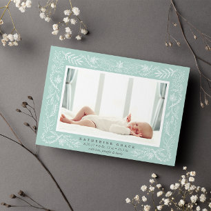 Delicate Branches Birth Announcement Mint