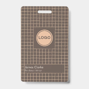 Delicate Brown Creamy Chequered Pattern with Logo ID Badge