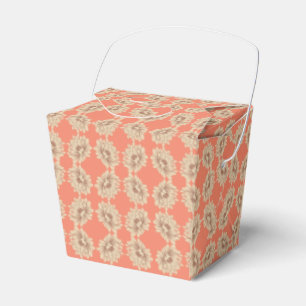 Delicate Brown Fall Flower Pattern Favour Box