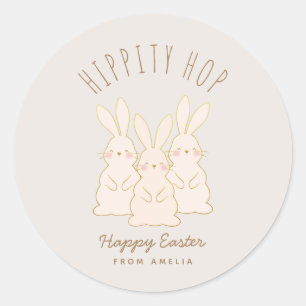 Delicate Bunnies Personalised Easter Classic Round Sticker