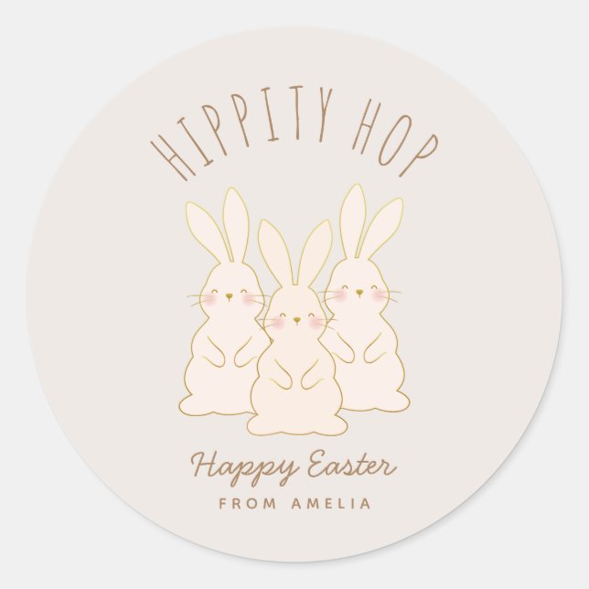 Delicate Bunnies Personalised Easter Classic Round Sticker (Front)