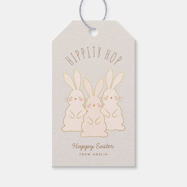 Delicate Bunnies Personalised Easter Gift Tag (Front)